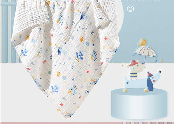 Animal Printing Organic Coton Gauze Fabric Swaddle Fabric Purn for Newborn Sustainable