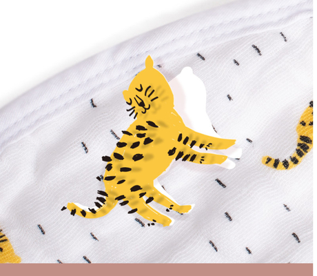 Yellow Tiger Printing Woven Muslin Gaze Fabric 105GSM Thin Gaze Fabric