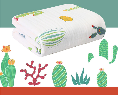 پارچه گاز با طرح میوه سبز و زرد 220GSM پتوی گاز کودک