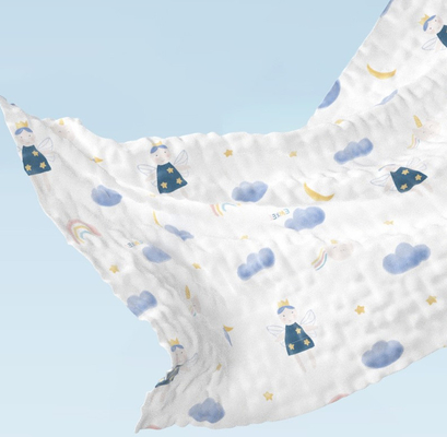 چاپ واکنشی پارچه گاز 6 لایه 58 اینچ Keep Warm Baby Swaddle Fabric