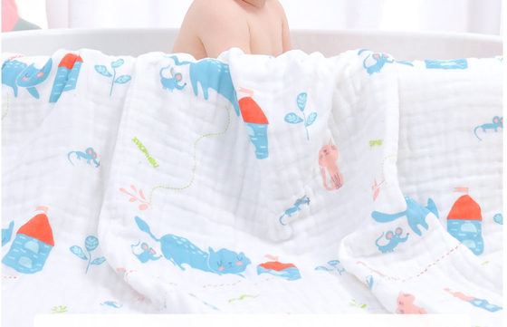 چاپ واکنشی پارچه گاز 6 لایه 58 اینچ Keep Warm Baby Swaddle Fabric