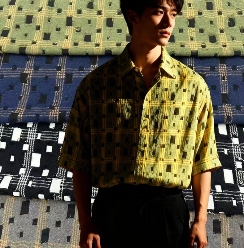 100٪ پنبه چیچ 130gsm لباس مد پارچه پارچه پلاید ترکیب های هنری