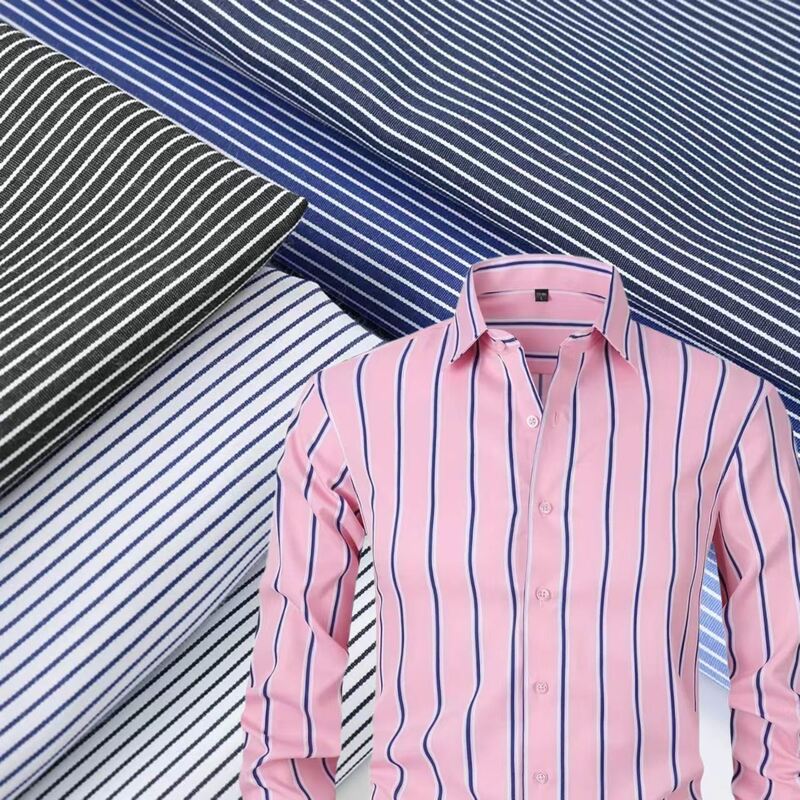 پارچه نخی بادوام رنگ شده با نخ راه راه برای پیراهن های یونیفرم رسمی 110 گرم